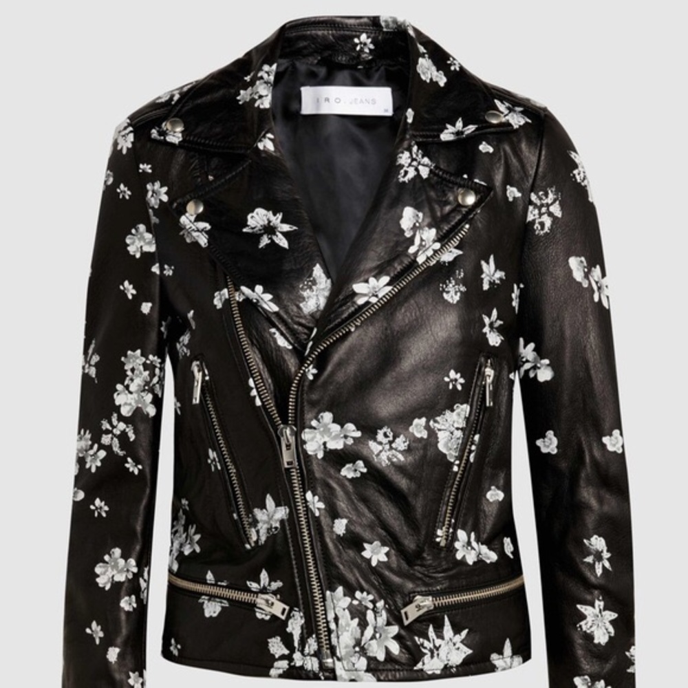 Iro leather jacket with floral motif.